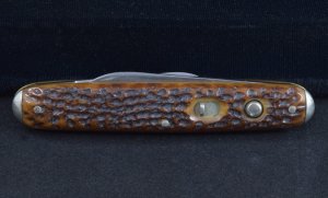 Schrade Cut Co. 3 3/8" Stag Handle Double Button Automatic Knife