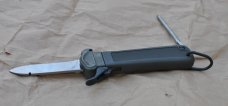 Gravity Knife Messer Kapp LL Truppe Lg. Bail Folding Spike OD Green Handled  Not Used 