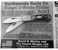 Northwoods Scagel Third Series Folder Knife Beautiful Ivory, Unused