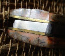 Jay Bigler “98” folding knife with Damascus and died wood