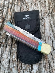 BUCK 110 LEROY REMER CUSTOM MEXICAN BLANKET NAPPED BOLSTERS & LINERS KNIFE