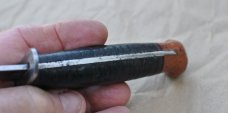 Western WWII Knife Double Steel Guard Double Tang Pinned Fiber Pommel 10" OAL  Tang Stamped Western