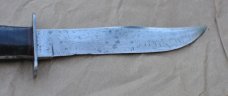 Western WWII Knife Double Steel Guard Double Tang Pinned Fiber Pommel 10" OAL  Tang Stamped Western