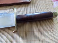 Custom Large Bowie knife unmarked with custom sheath.