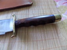 Custom Large Bowie knife unmarked with custom sheath.