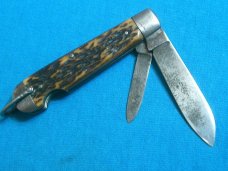 VINTAGE 4 LINE CAMILLUS CUTLERY CO BONE EZ EASY OPEN JACK FOLDING POCKET KNIFE KNIVES OLD