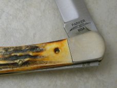 Parker USA Stag Lockback Knife in Leather Pouch