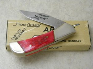 Frost Cutlery Apache Red Pick Bone Bob Cargill Design Bolster Lock Knife NIB