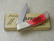 Frost Cutlery Apache Red Pick Bone Bob Cargill Design Bolster Lock Knife NIB