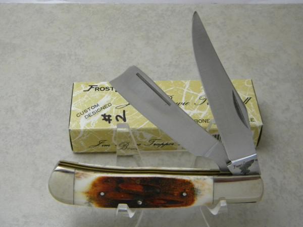 Frost Cutlery Second Cut Stag Jim Bowie Trapper II Knife NIB