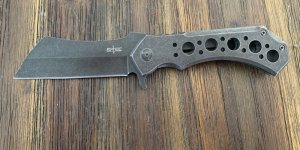 S-Tec Cleaver style folding knife Stonewash