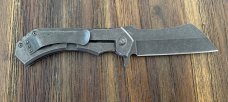 S-Tec Cleaver style folding knife Stonewash