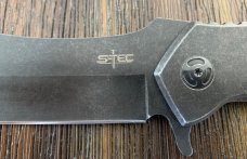 S-Tec Cleaver style folding knife Stonewash