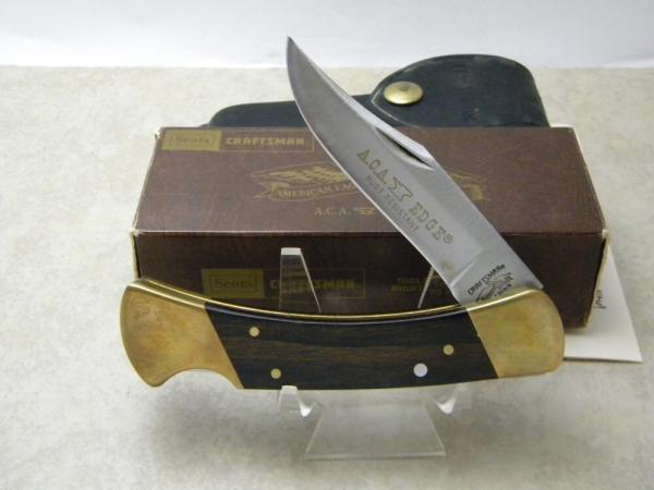 Craftsman USA 95078 A.C.A. Edge Wood Lockback Knife in Pouch