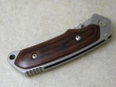 Buck USA 279T Wood Easy Open Alpha Hunter Linerlock Knife w/Leather Pouch