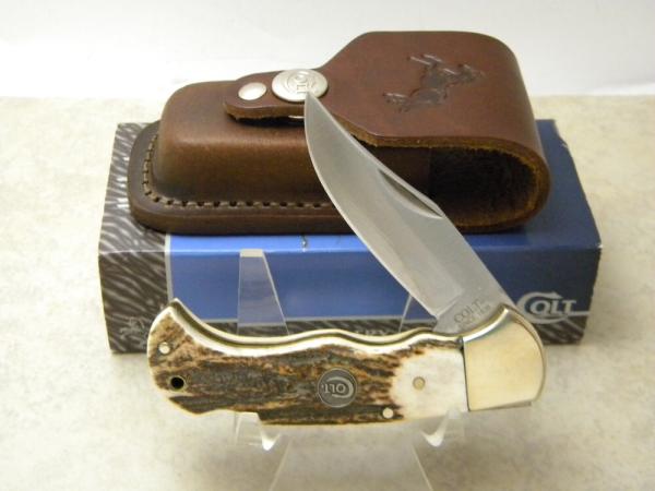 Colt CT CTO113  (United Cutlery) Stag lockback Knife NIB w/Leather Pouch