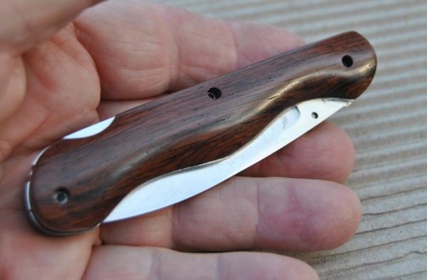 Hoslkins Kettle Island KY Custom Folder Lock Back Hard Wood 4 1/4" Closed Mint Mirror Polish