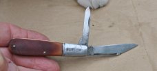 Camillus 2 blade barlow Saw Cut Delrin Brass liners 3 3/8" Closed No Sign Of Use Sock Drawer Knife