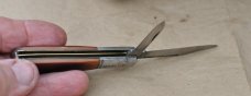 Camillus 2 blade barlow Saw Cut Delrin Brass liners 3 3/8" Closed No Sign Of Use Sock Drawer Knife