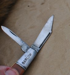 Camillus 2 blade barlow Saw Cut Delrin Brass liners 3 3/8" Closed No Sign Of Use Sock Drawer Knife