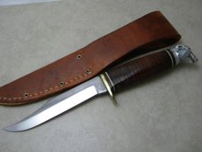 Craftsman USA Stacked Leather Bear Head Fixed Blade Sheath Knife
