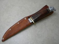 Craftsman USA Stacked Leather Bear Head Fixed Blade Sheath Knife