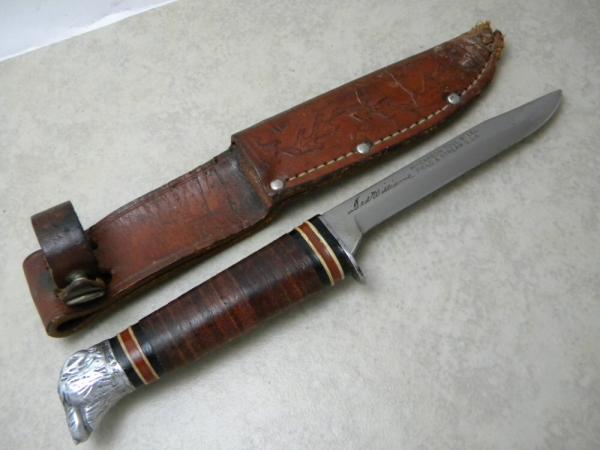 Schrade Walden USA 141 Fixed Blade Bear Head Sheath Knife 