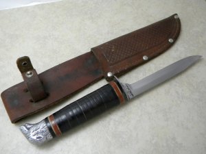 Schrade Walden USA 141 Fixed Blade Bear Head Sheath Knife 