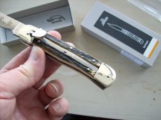 Hubertus Knife Solingen, Germany Large Size 11 Spear-Point Blade Genuine Stag/Antler NIB