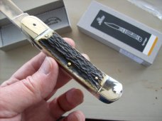 Hubertus Knife Solingen, Germany Large Size 11 Spear-Point Blade Genuine Stag/Antler NIB