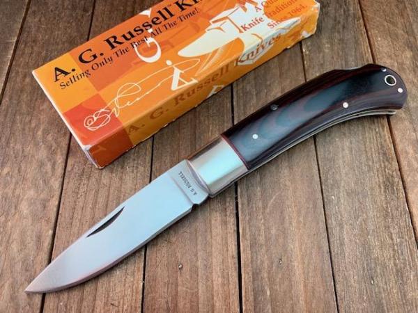 A.G. Russel Lockback Brown Micarta Seki Japan Made ATS-34 Blade A.G. Russel Lockback Brown Micarta Seki Japan Made ATS-34 Blade