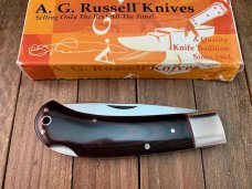 A.G. Russel Lockback Brown Micarta Seki Japan Made ATS-34 Blade