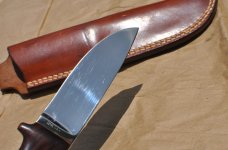 Hueske Loveless Style Drop Point Hunter Mint 9" OAL CM154 Original Sheath Numbered Mirror Polish
