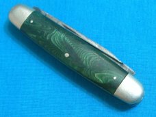 VINTAGE GREEN FANCY HANDLE CATTARAUGUS EQUAL END CIGAR PEN JACK FOLDING POCKET KNIFE KNIVES OLD