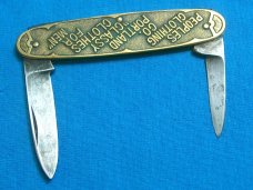 VINTAGE ANTELOPE KESCHNER SOLINGEN GERMANY ADVERTISING EQUAL END FOLDING POCKET KNIFE KNIVES OLD AD