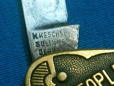 VINTAGE ANTELOPE KESCHNER SOLINGEN GERMANY ADVERTISING EQUAL END FOLDING POCKET KNIFE KNIVES OLD AD