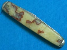 VINTAGE UNMARKED FANCY HANDLE MARBLED EQUAL END CIGAR PEN JACK FOLDING POCKET KNIFE KNIVES OLD