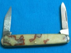 VINTAGE UNMARKED FANCY HANDLE MARBLED EQUAL END CIGAR PEN JACK FOLDING POCKET KNIFE KNIVES OLD