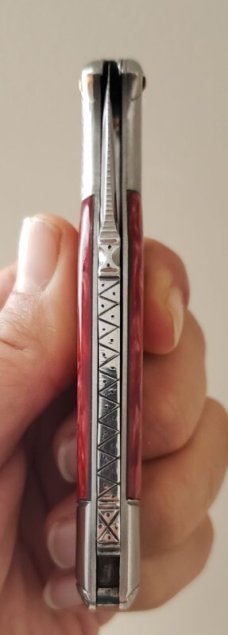 4 3/8" Custom Handmade Eagle's Head Bolster Lockback Knife, Fluted Blade, Filework