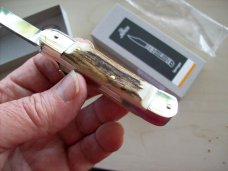 Hubertus Knife Solingen, Germany Small 08 Genuine  Stag/Antler  5 3/4 " Open Lillyput NIB
