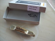 Hubertus Knife Solingen, Germany Small 08 Genuine  Stag/Antler  5 3/4 " Open Lillyput NIB