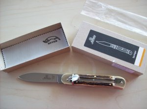Hubertus Knife Solingen, Germany Large Size 11 Spear-Point Blade Genuine Stag/Antler NIB