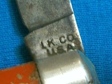 VINTAGE IKCO USA IMPERIAL KNIFE CO ORANGE DEPUTY SHERIFF FOLDING POCKET WATCH FOB KNIFE KNIVES OLD