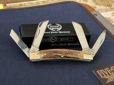 2007 Buck Creek Cobra 664DS is a 4 blade Congress, with genuine deer stag handles.