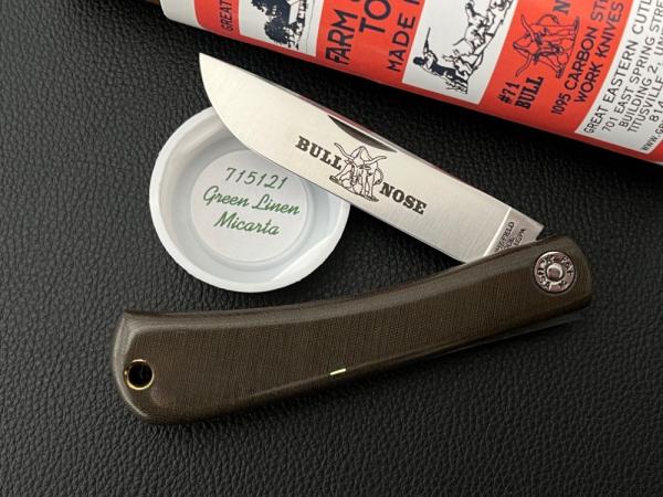 Great Eastern Cutlery GEC 715121 Green Linen Micarta Bull Nose Sodbuster Knife Great Eastern Cutlery GEC 715121 Green Linen Micarta Bull Nose Sodbuster Knife
