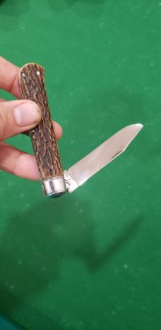 3 1/2" Old Custom Made Knife, Premium Stag! 