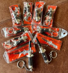Vintage Miniature Keychain Switchblade Pen, Marked Hong Kong, Original Packaging, Unused  