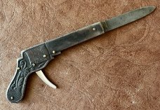Rare Antique Pistol Switchblade Knife, Made In Germany By Omega Globe Cutlery Co 