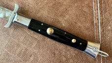 Rare Rizzuto Estileto Milano Mustache Guards Rectangle Bolster Switchblade Knife 