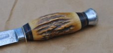 Carl Schleiper German Eye Hunting Knife 10" OAL Stag Full Tang Used 1950's Custom Sheath